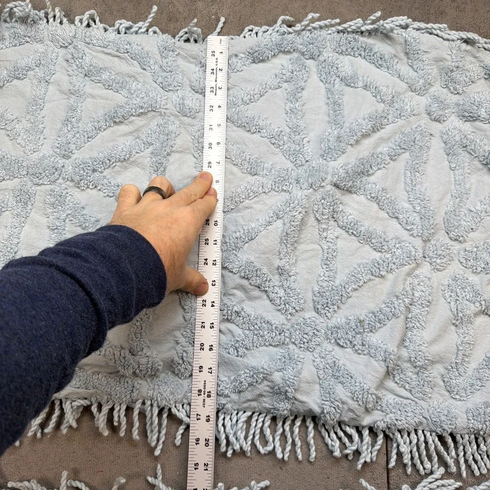 King Chenille‎ Pillow Shams Light Blue Fringe 20x36 Set of 2